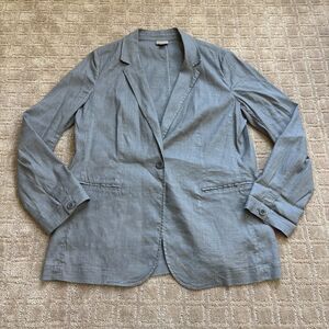 J. Jill Linen Blend Blazer Jacket Women's M Gray Stretch Lightweight Office Work